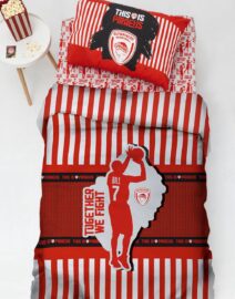 Palamaiki Σετ Σεντόνια Μονά Βαμβακερά Olympiacos Bc8 Λευκό 170x260cm 3τμχ