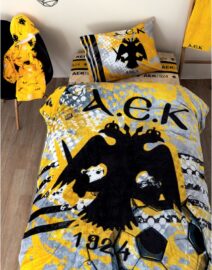 Κουβέρτα Μονή DG 160x220 AEK digital flannel από 100% flannel fleece polyester συνολικού βάρους 240gsm. Ψηφιακή εκτύπωση, απαλό άγγιγμα, ιδανική για το χειμώνα.