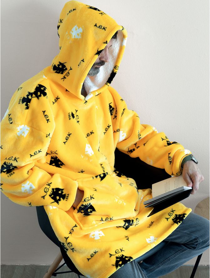 Κουβέρτα HUHU AEK Palamaiki Huhu Κουβέρτα Fleece με Μανίκια 90x100εκ. Yellow